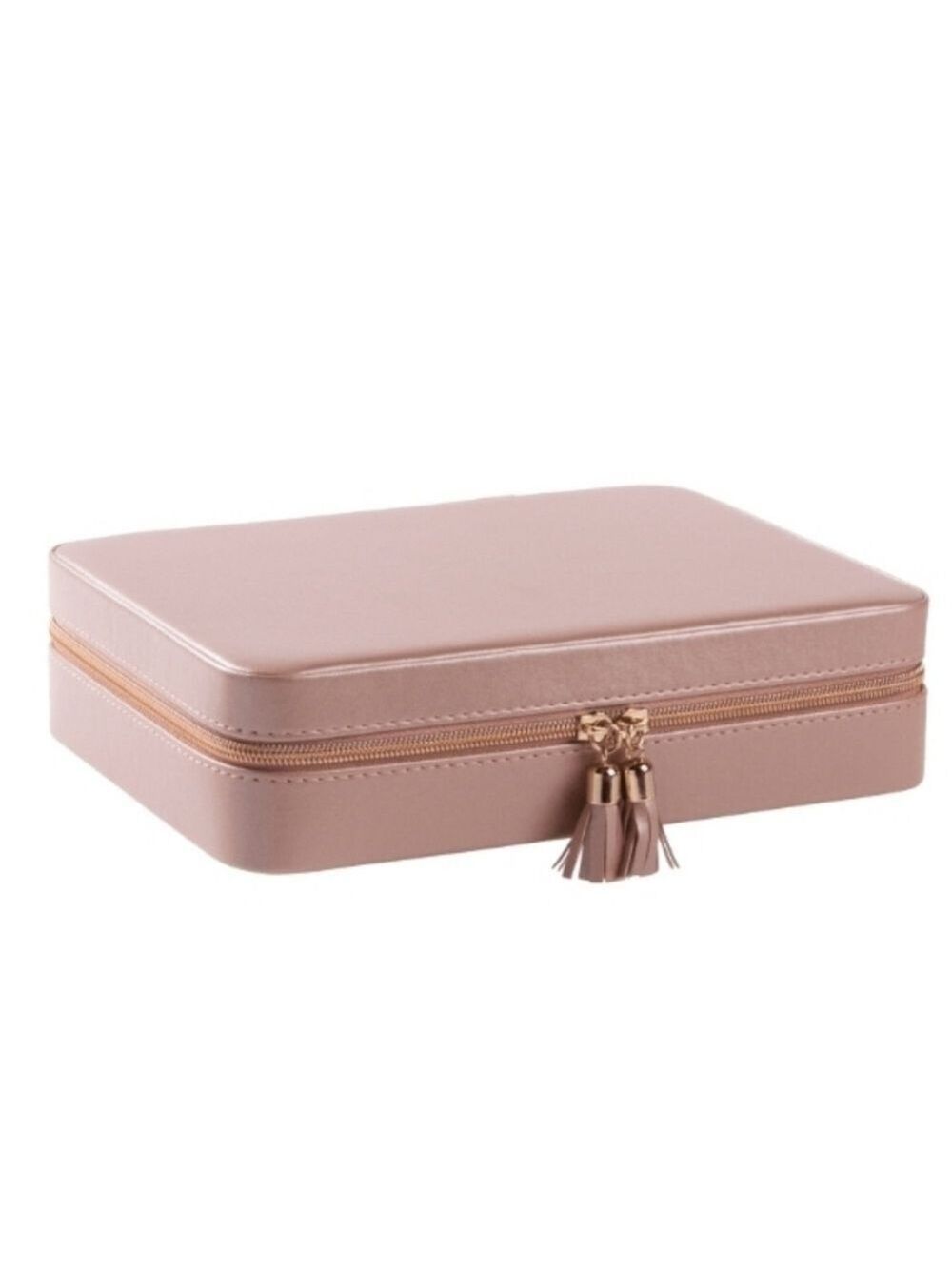 HEIDI & OAK LARGE PINK LEATHER JEWELRY ORGANIZER WITH MIRROR AND POUCH - Picture 2 of 7